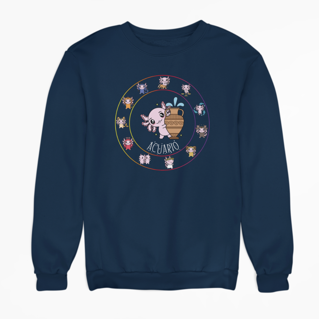 Sudadera Horóscopos Acuario Axolotzin Ajolote Unisex