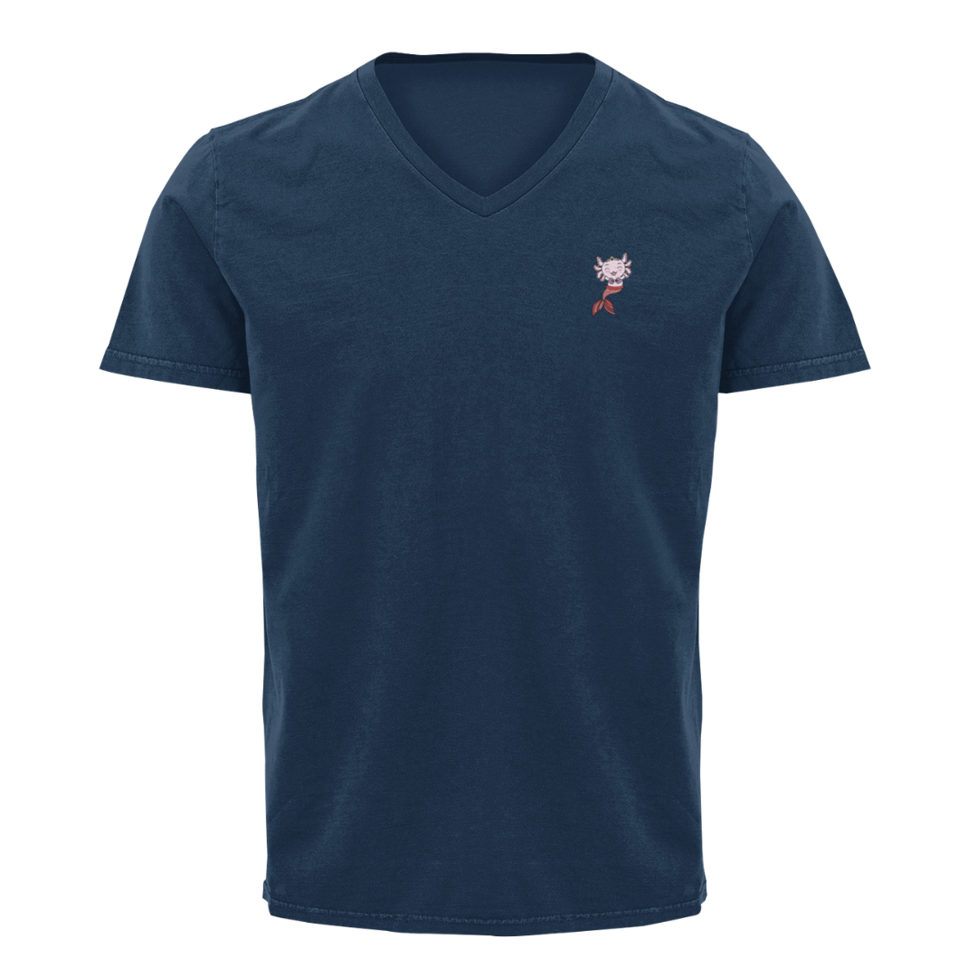 Playera Cuello V Axoloteria La Sirena Ajolote Adulto