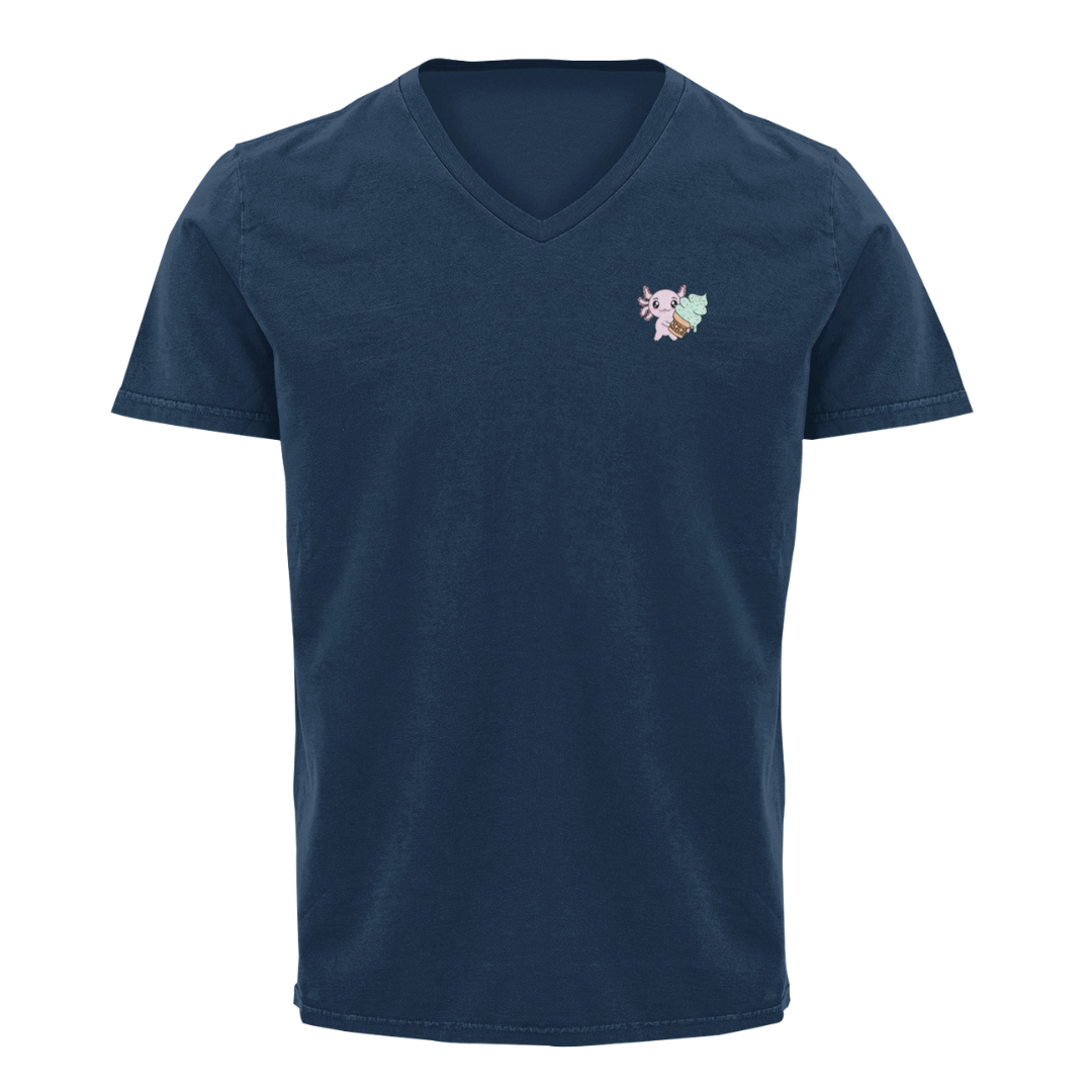 Playera Cuello V Axolotzin Helado Ajolote