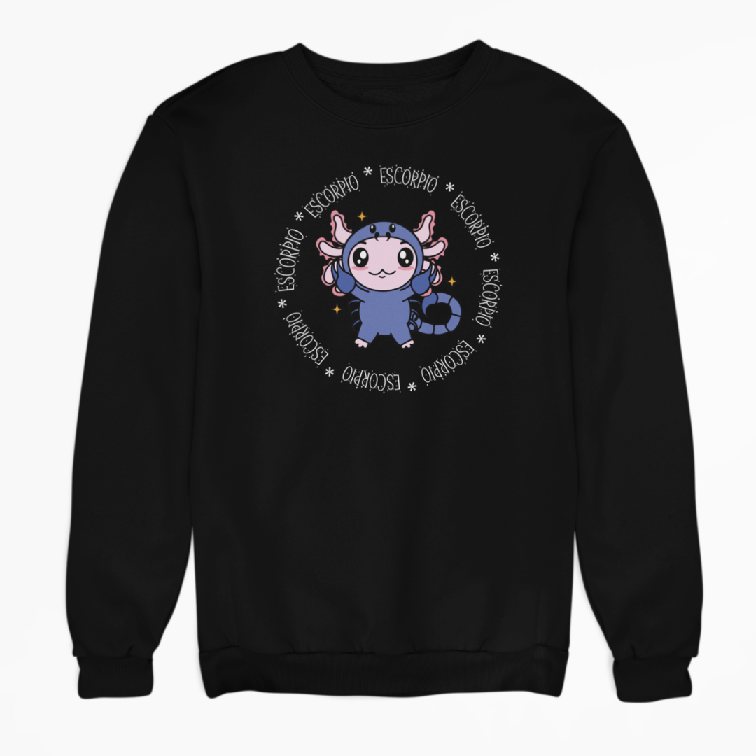 Sudadera Axolotzin Horóscopos Aro Escorpio Ajolote Unisex