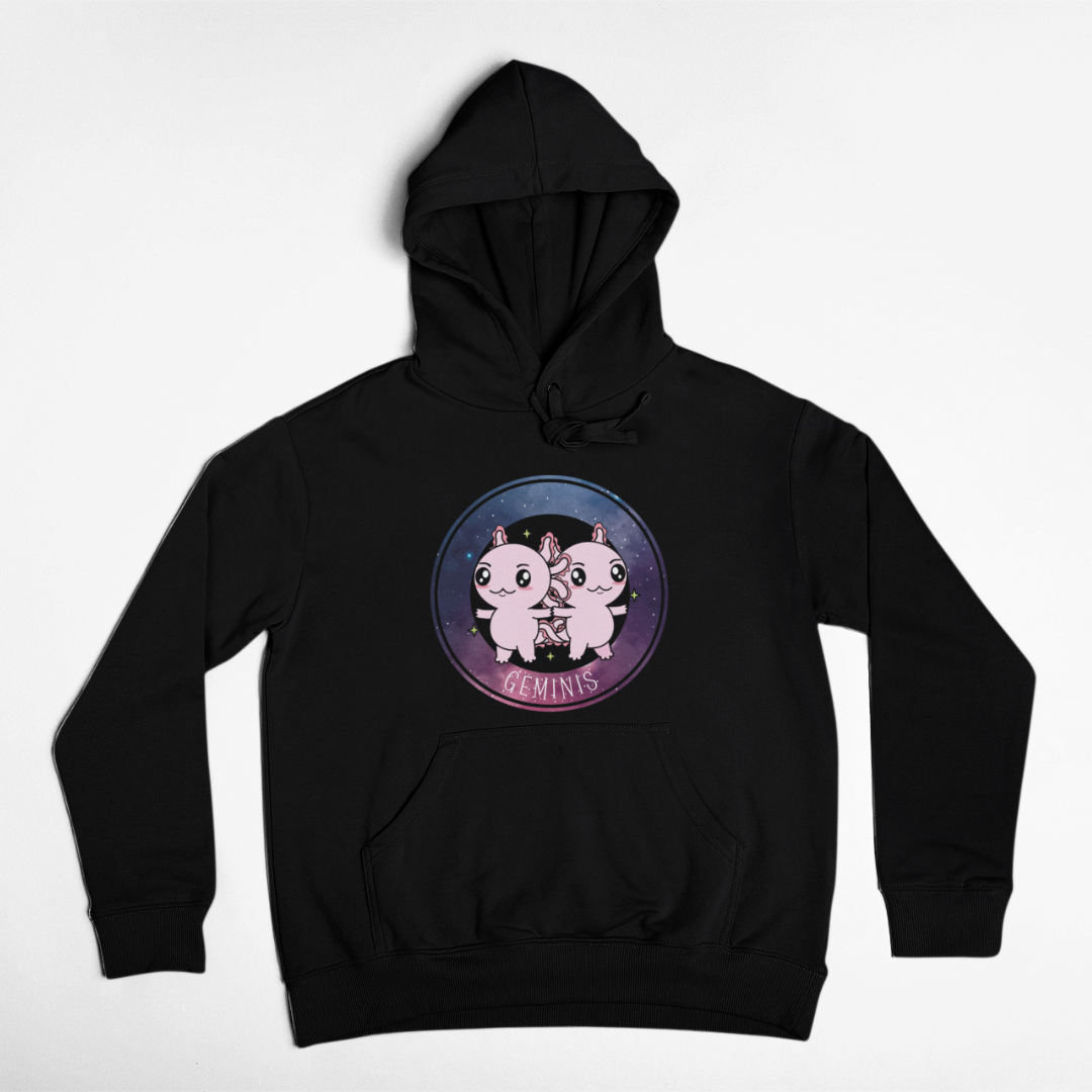 Hoodie Axolotzin Horóscopos Galaxy Geminis Ajolote Unisex