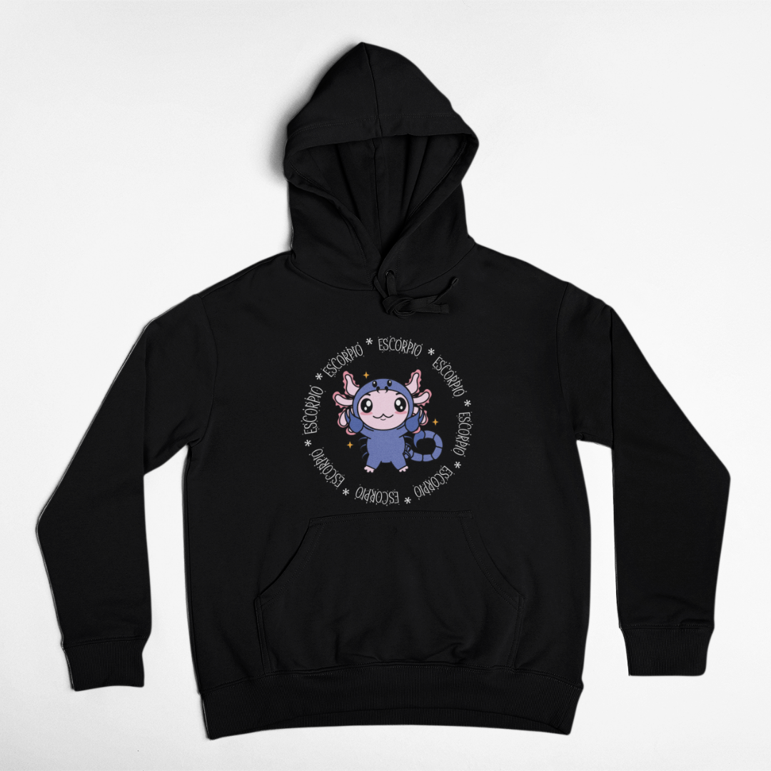 Hoodie Axolotzin Horóscopos Aro Escorpio Ajolote Unisex