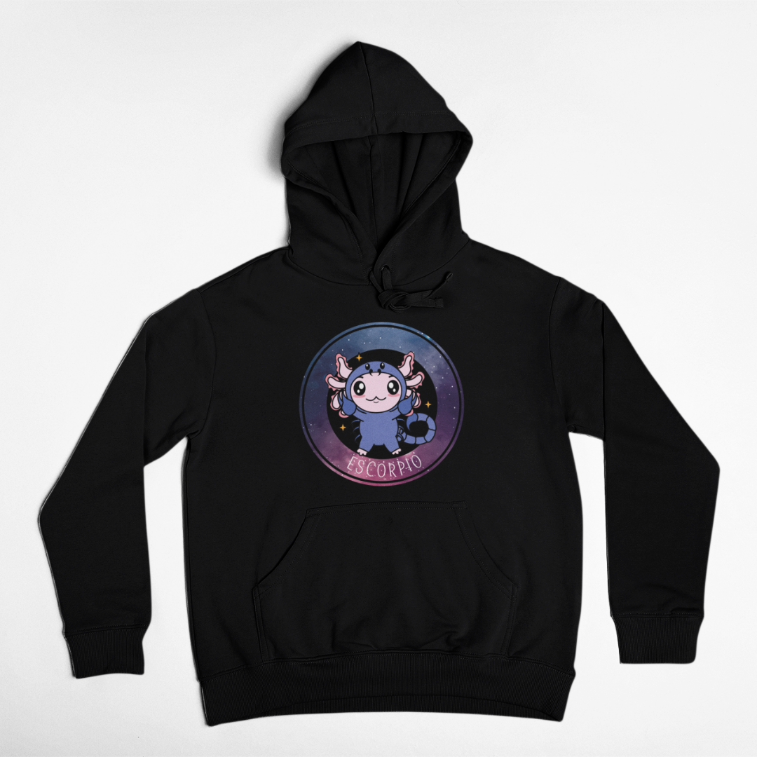 Hoodie Axolotzin Horóscopos Galaxy Escorpio Ajolote Unisex
