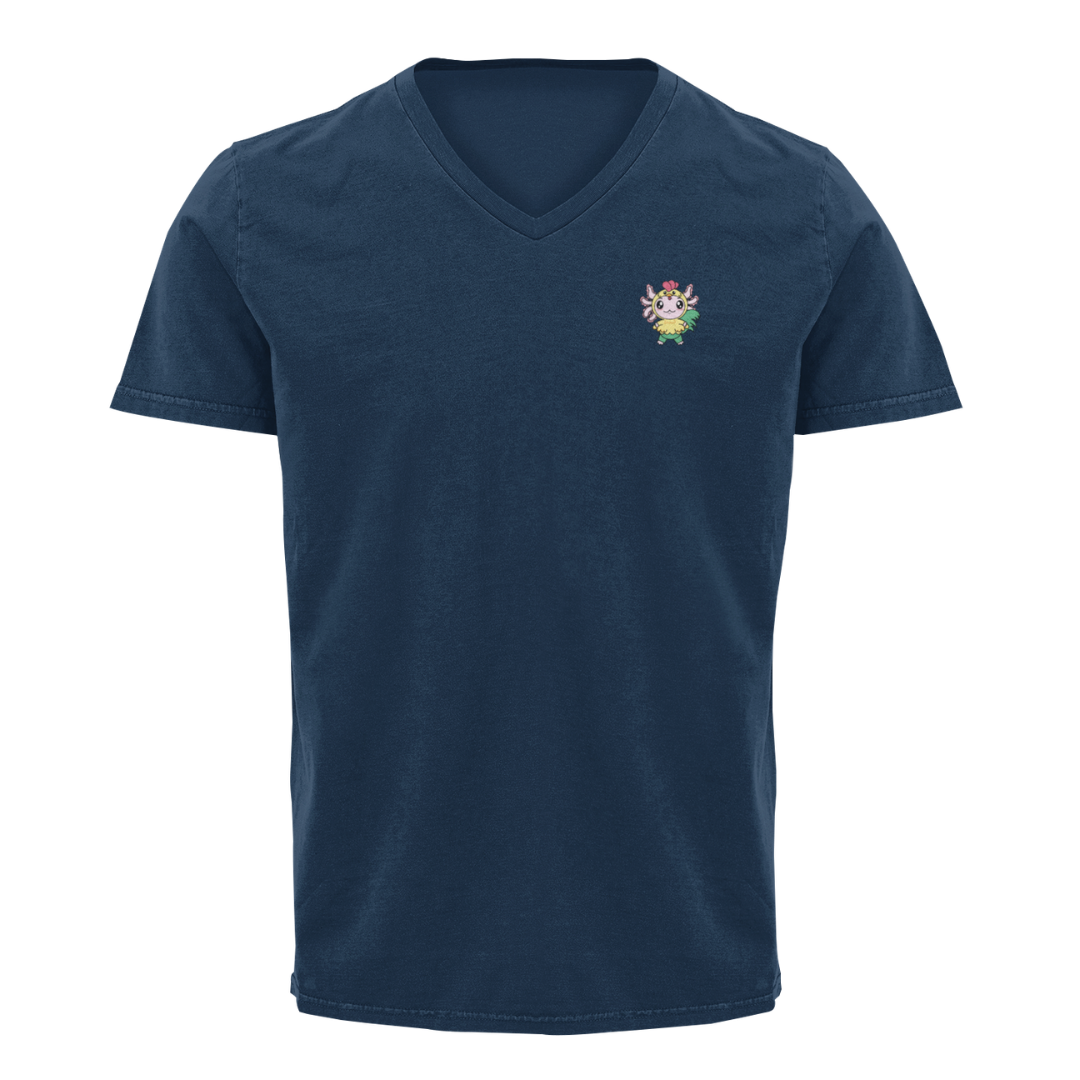 Playera Cuello V Axoloteria El Gallo Ajolote Adulto