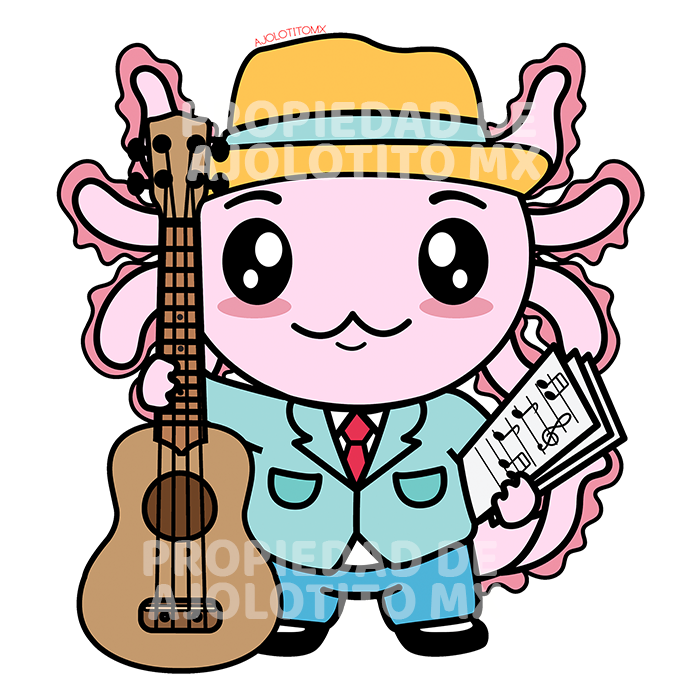 Sticker Axoloteria El Músico Ajolote