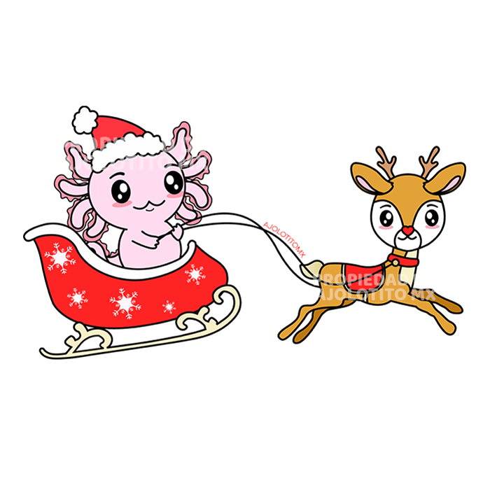 Sticker Axolotzin Trineo Ajolote
