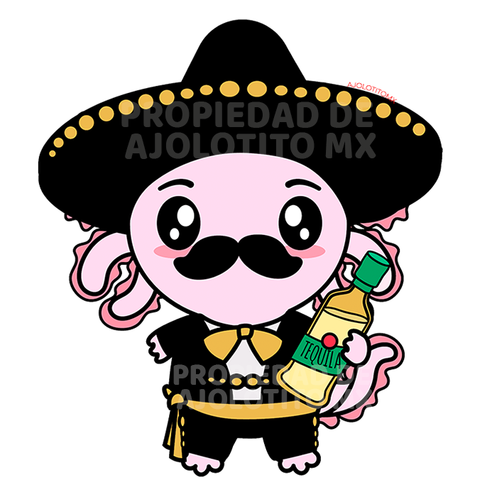 Sticker Axolotzin Mariachi Ajolote