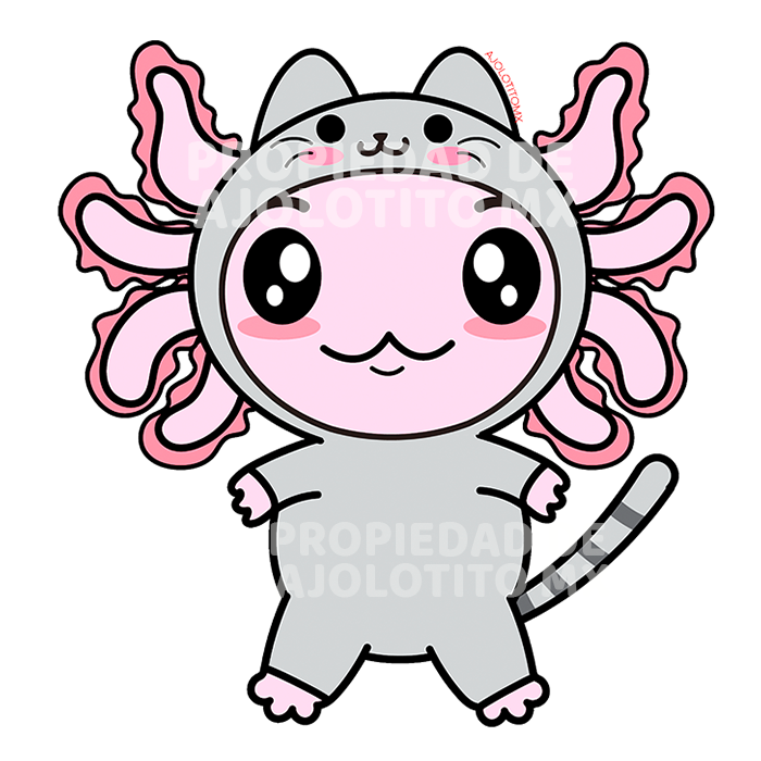 Sticker Axolotzin Disfraz Gato Ajolote Ajolotito Mx