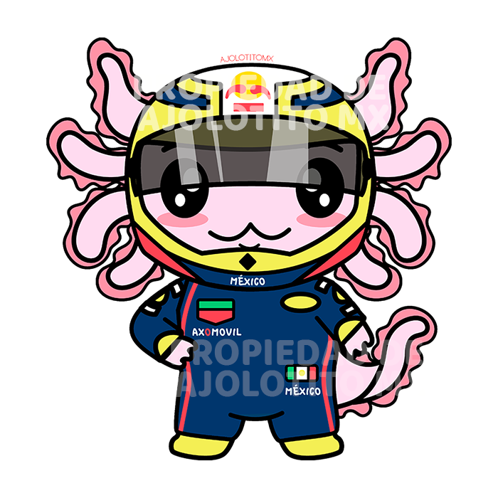 Sticker Axolotzin Piloto De Carreras Ajolote