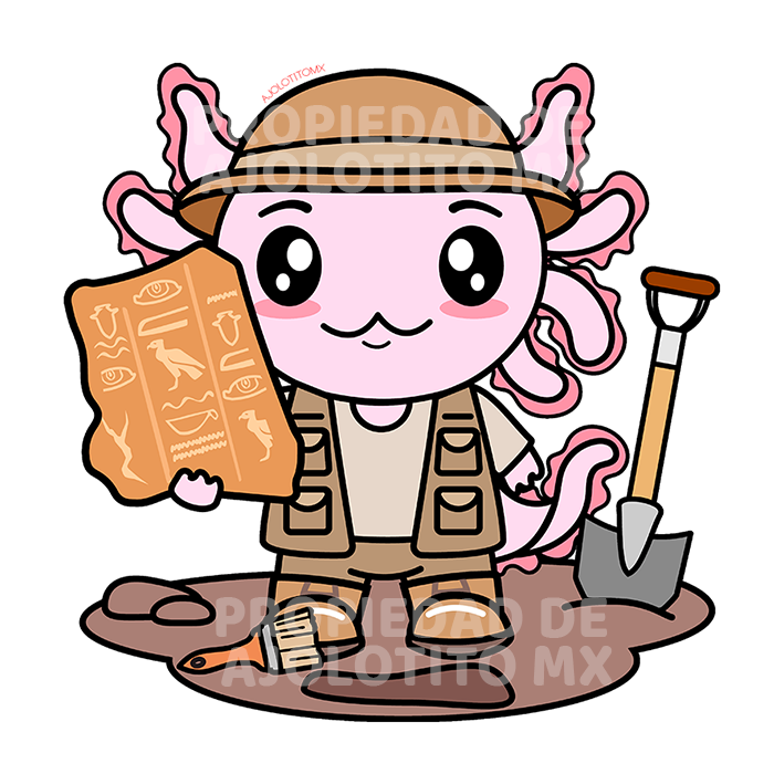 Sticker Axolotzin Arqueologo Ajolote
