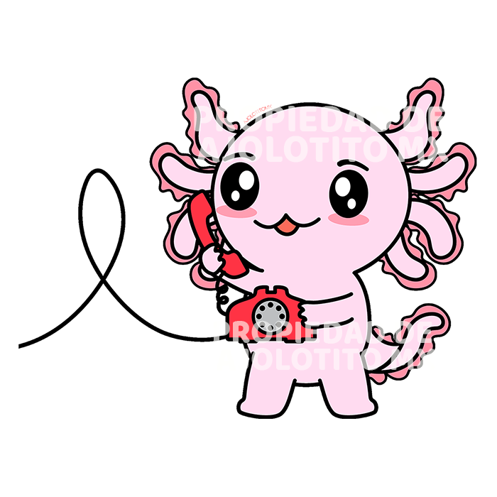 Sticker Axolotzin Telefono Ajolote