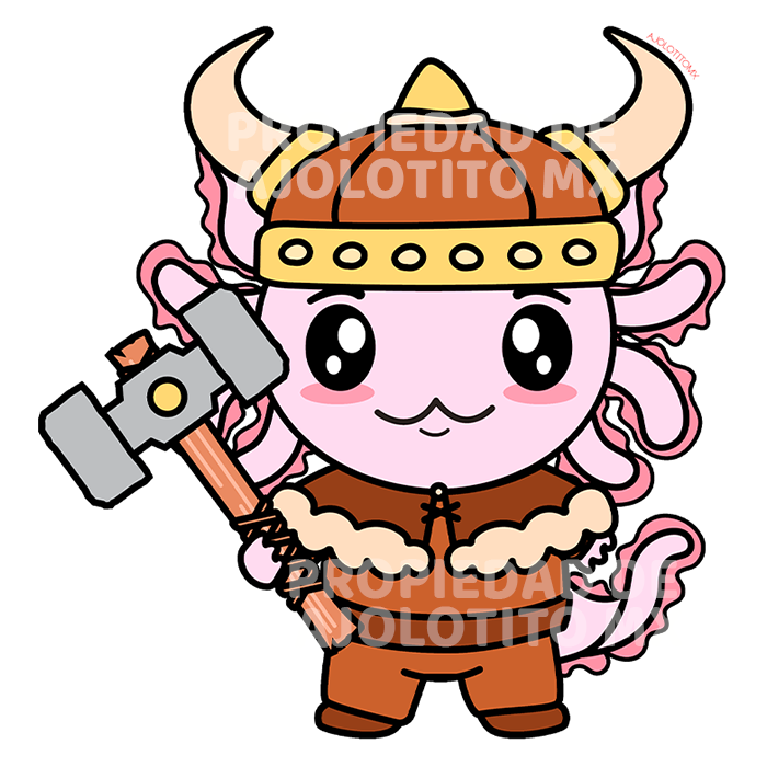 Sticker Axolotzin Vikingo Ajolote