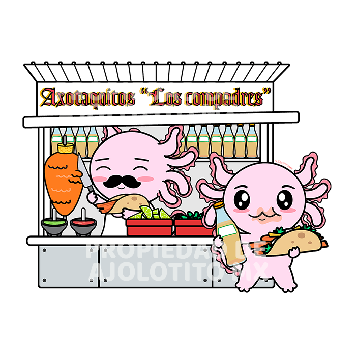 Sticker Axolotzin Puesto De Tacos Ajolote