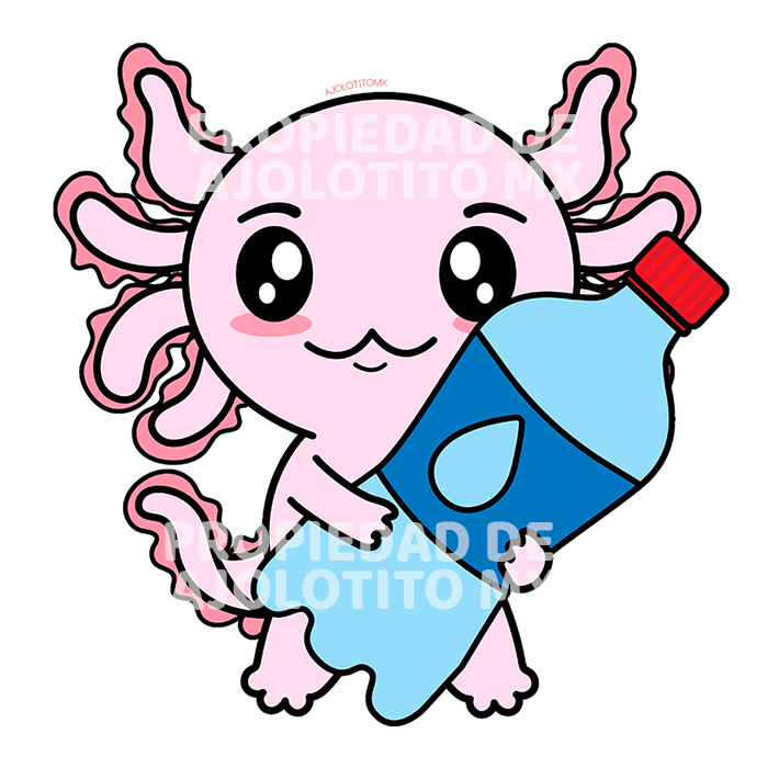 Sticker Axolotzin Botella Agua Ajolote