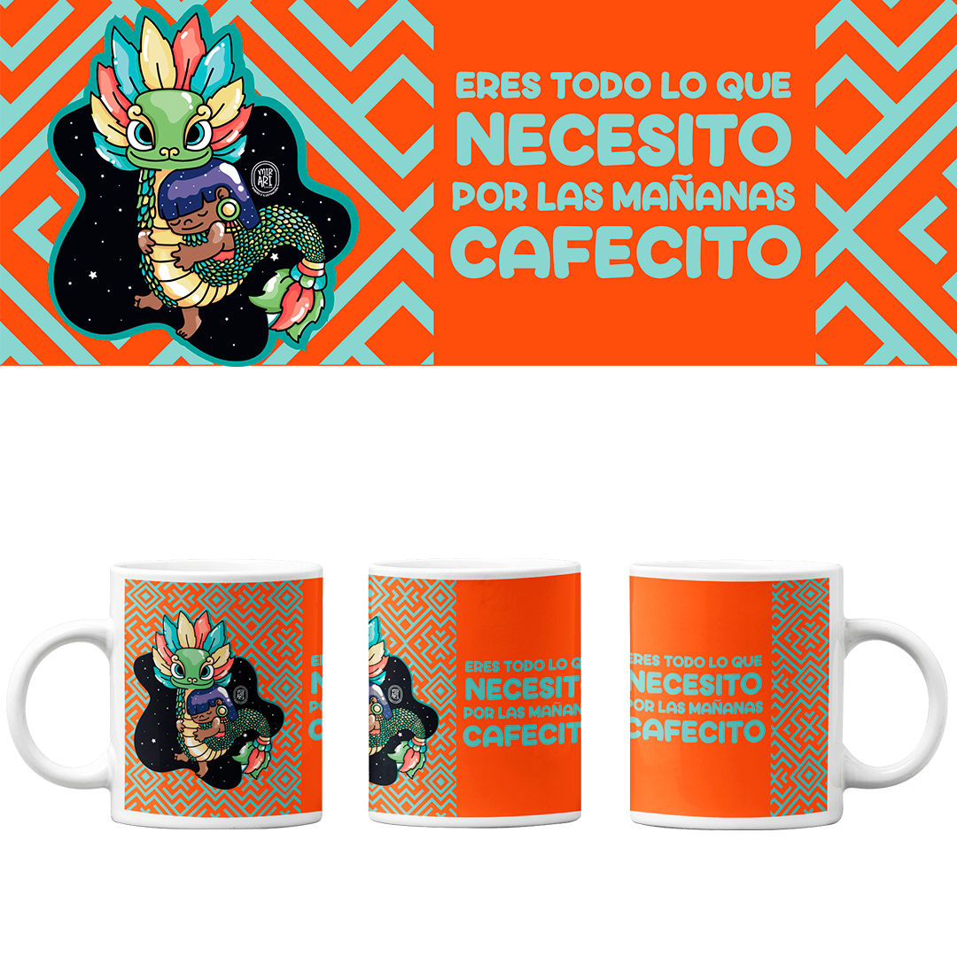 Taza Vers. 2 Ajolotito Niña Y Quetzalcoatl Mirari Chan