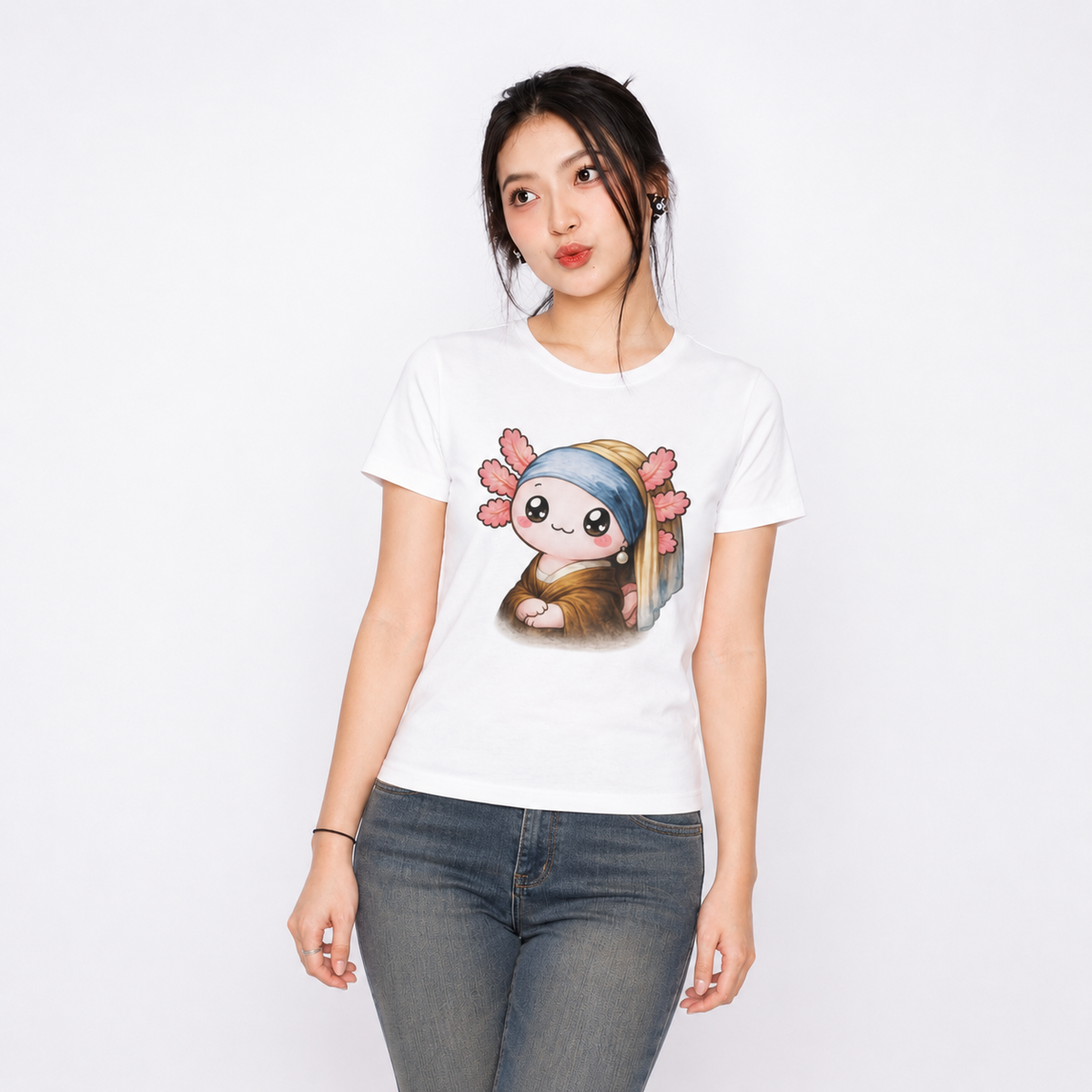 Playera Ajolotito Perla Rosa