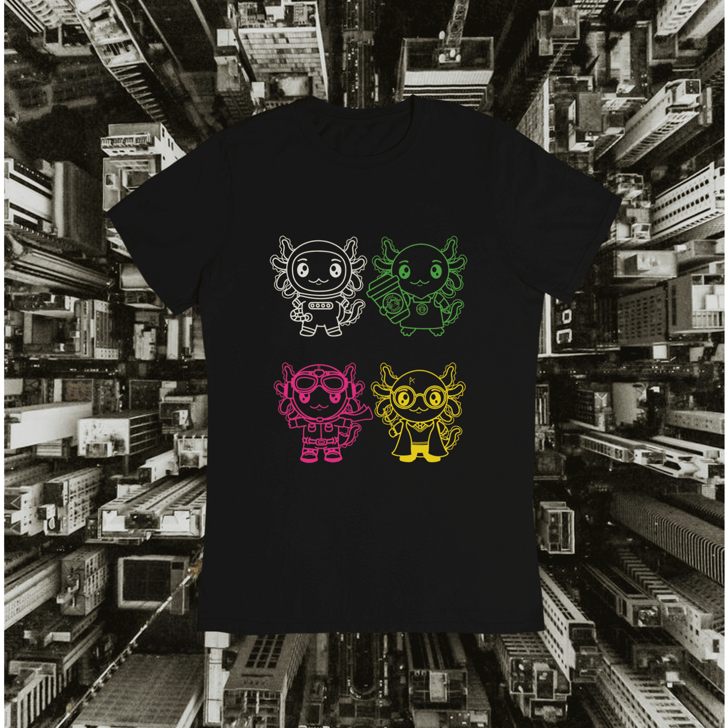 Playera Urbana Axolotzin De Colores Ajolote Adulto E Infantil