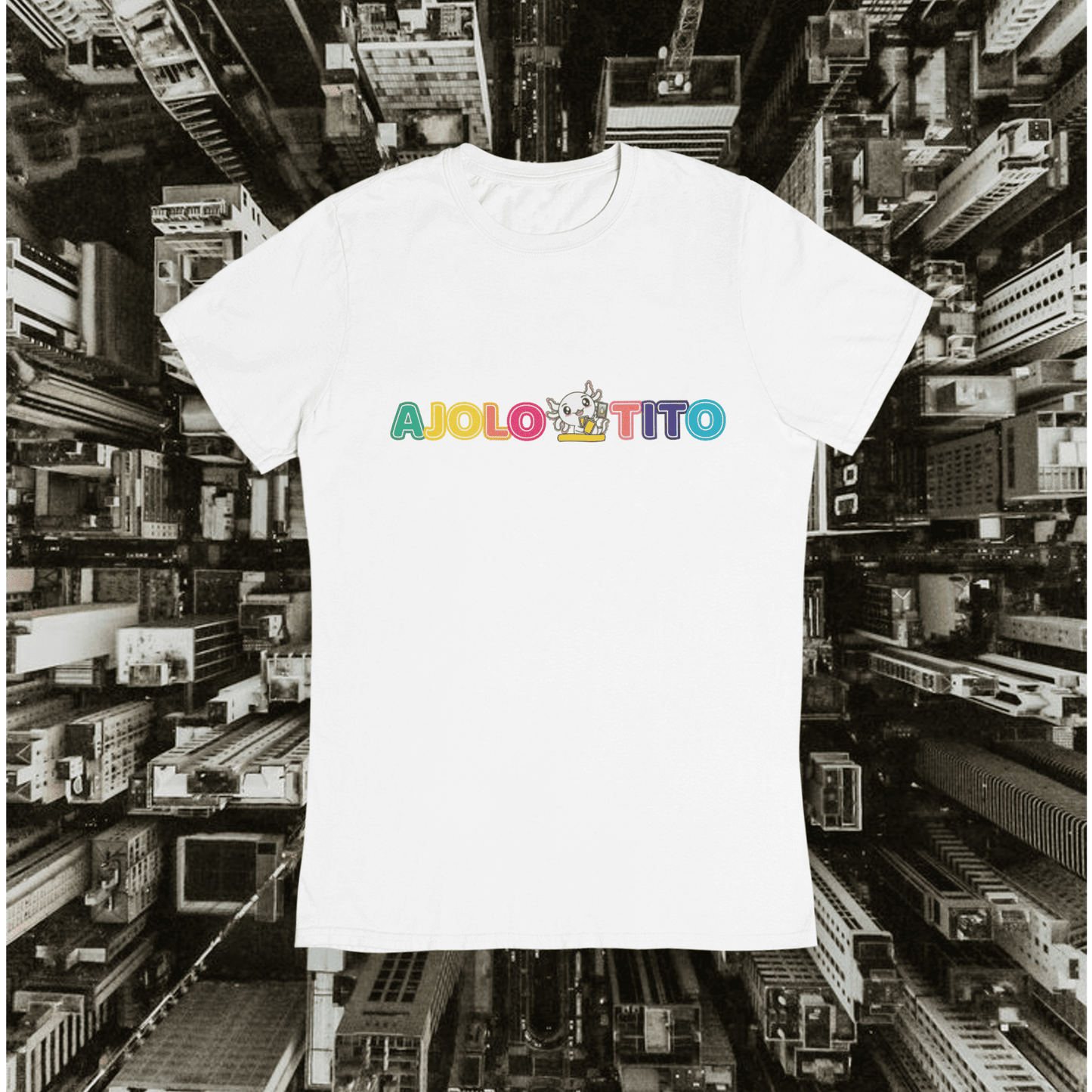 Playera Urbana Letras Ajolotito Colores Ajolote Adulto E Infantil