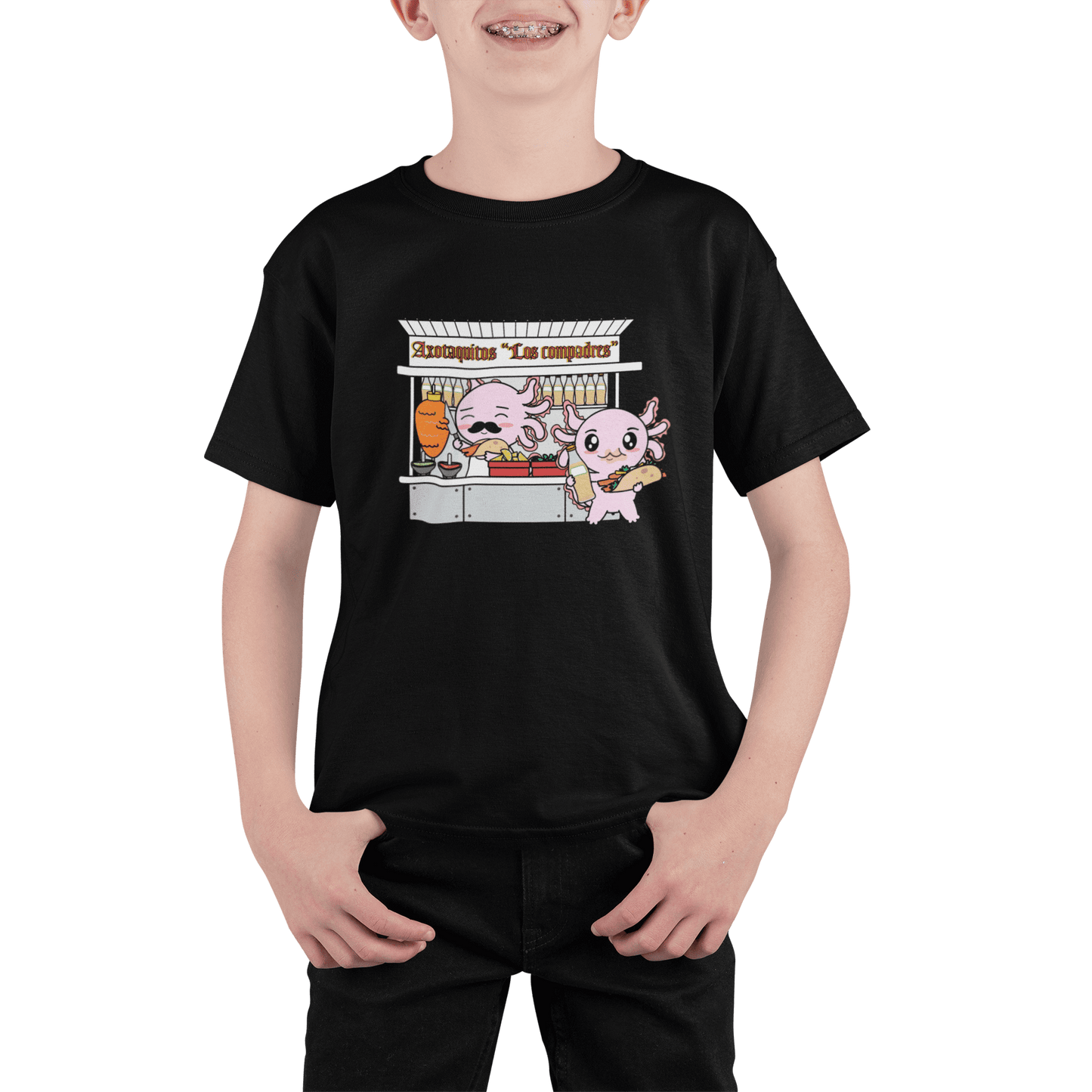Playera Axolotzin Puesto De Tacos Ajolote Adulto E Infantil