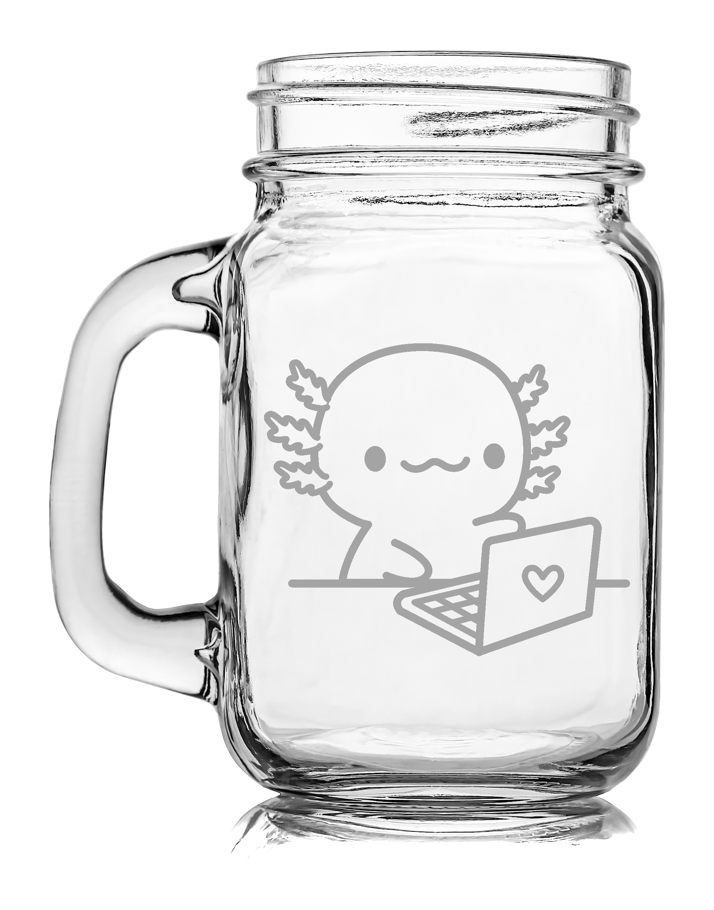 Tarro Vidrio Grabado Ajolote Trabajando Xo the Monster