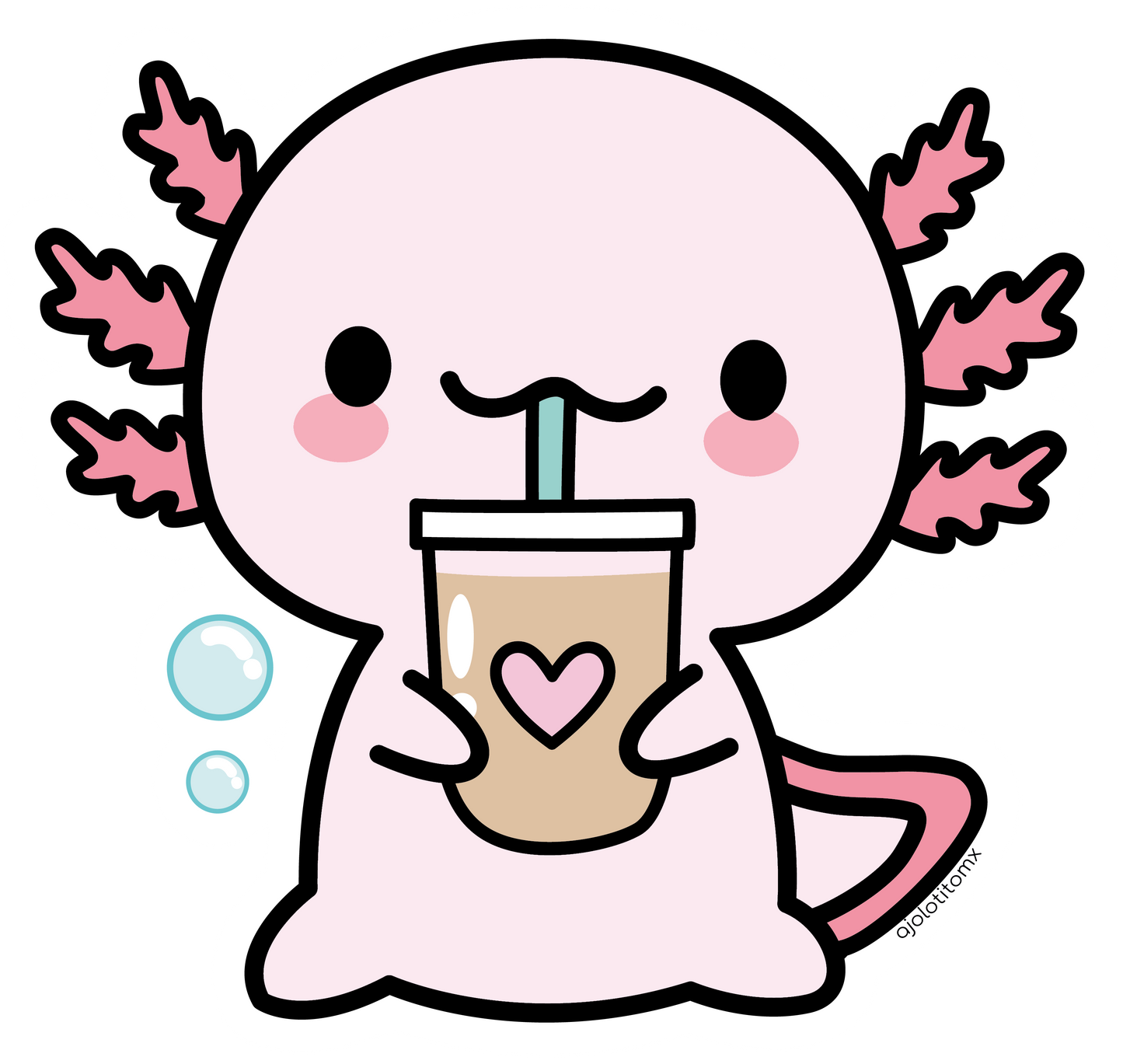 Sticker Ajolote Bebiendo Xo The Monster