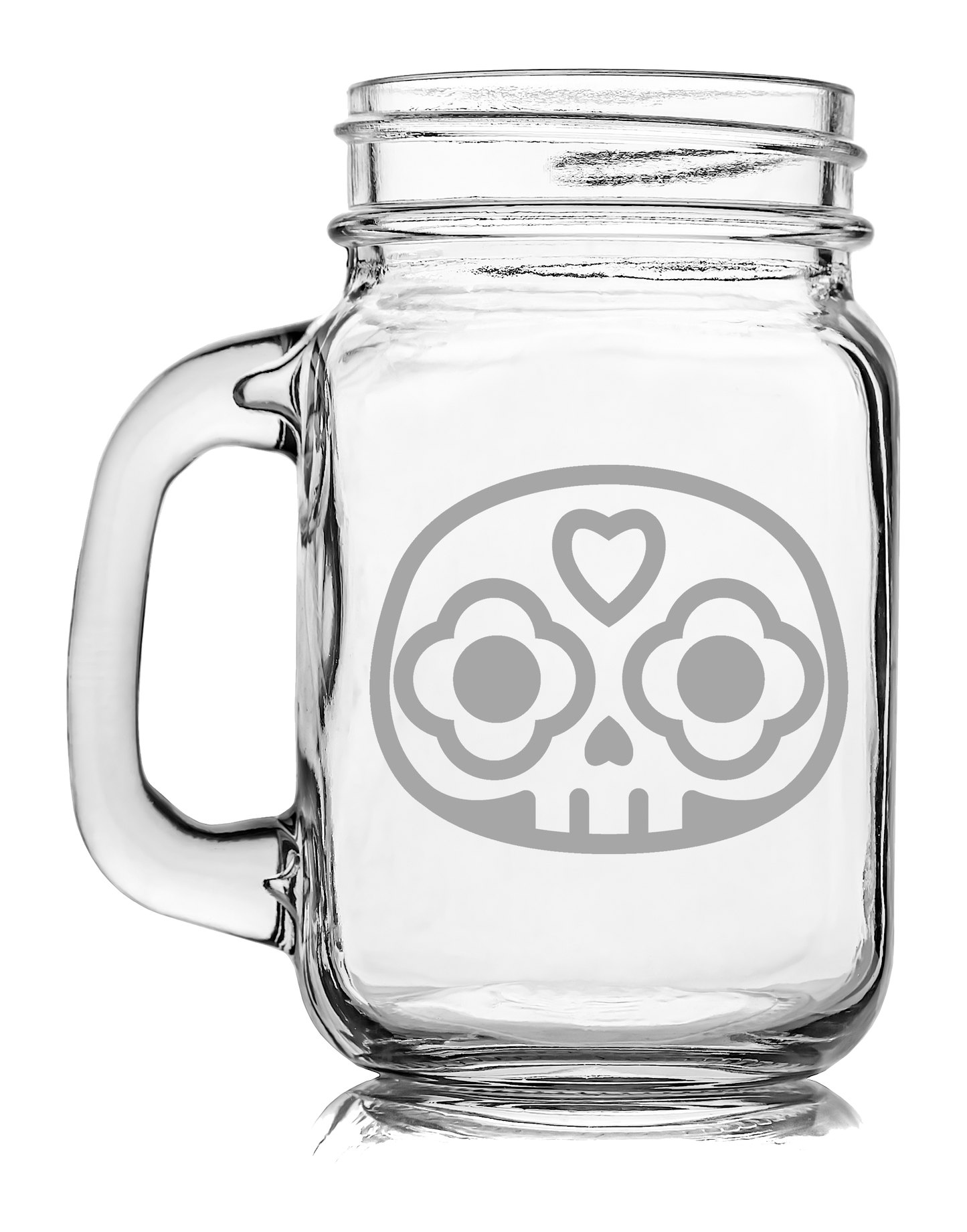 Tarro Vidrio Grabado Calavera México