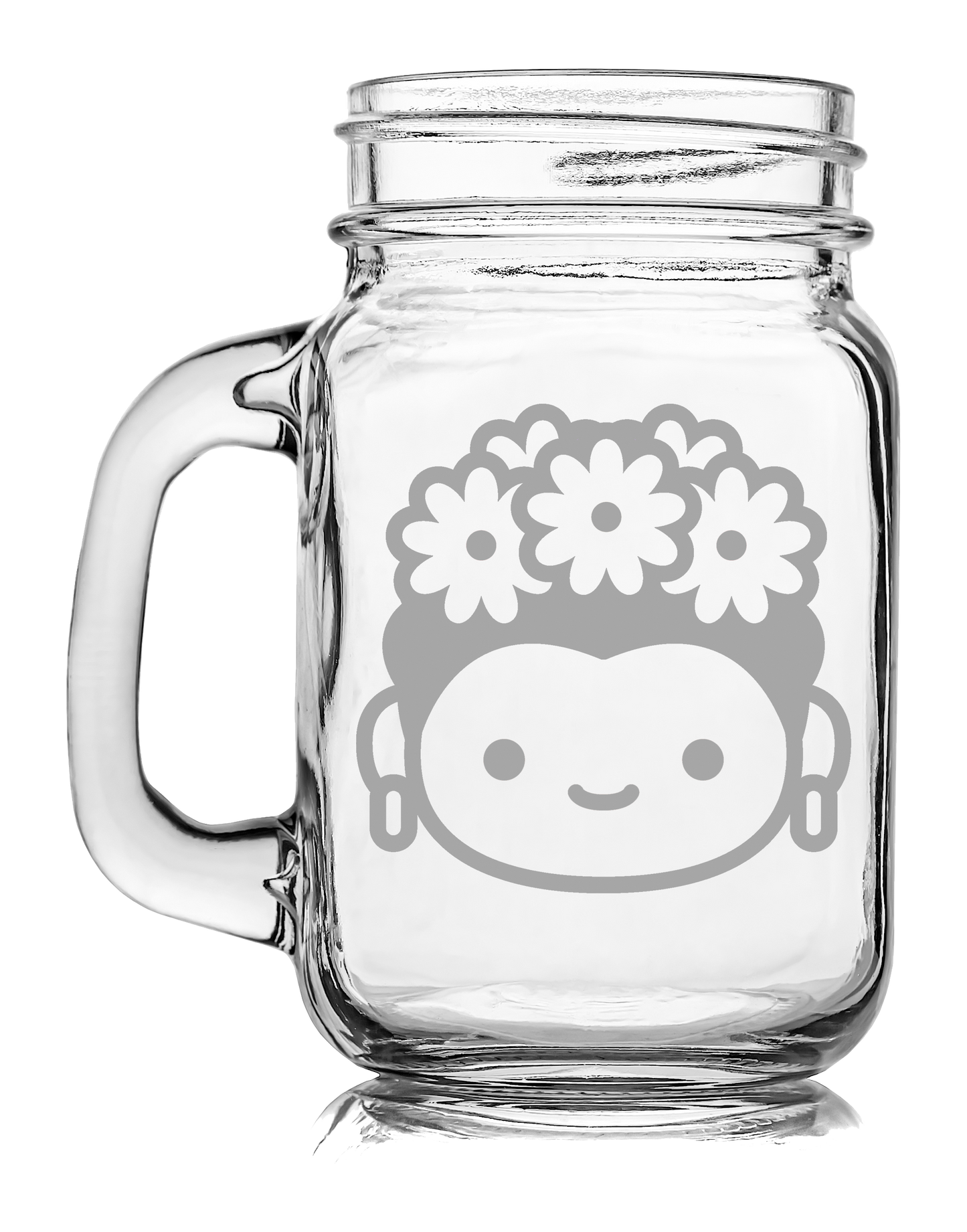 Tarro Vidrio Grabado Frida México