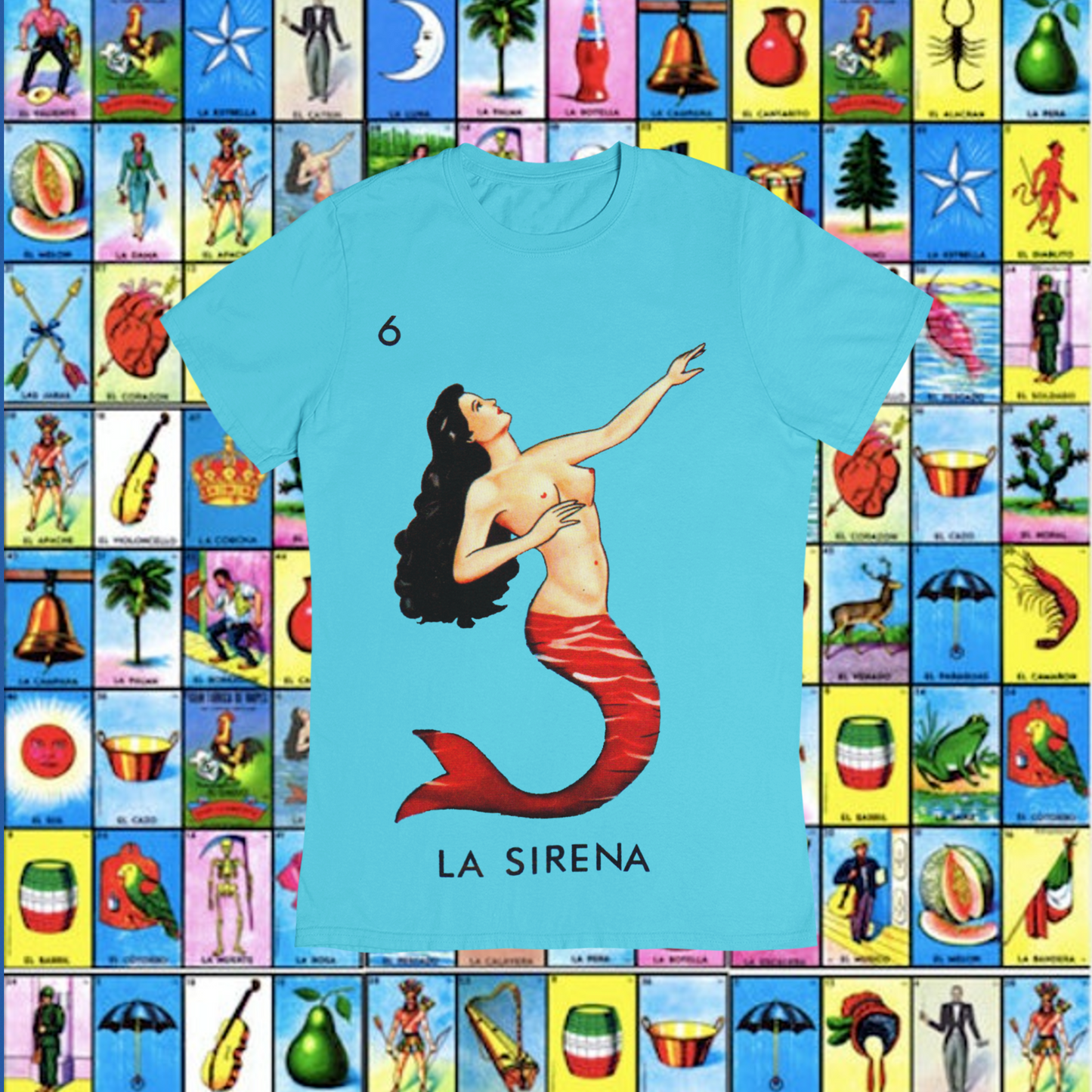 Playera Loteria La Sirena Adulto E Infantil