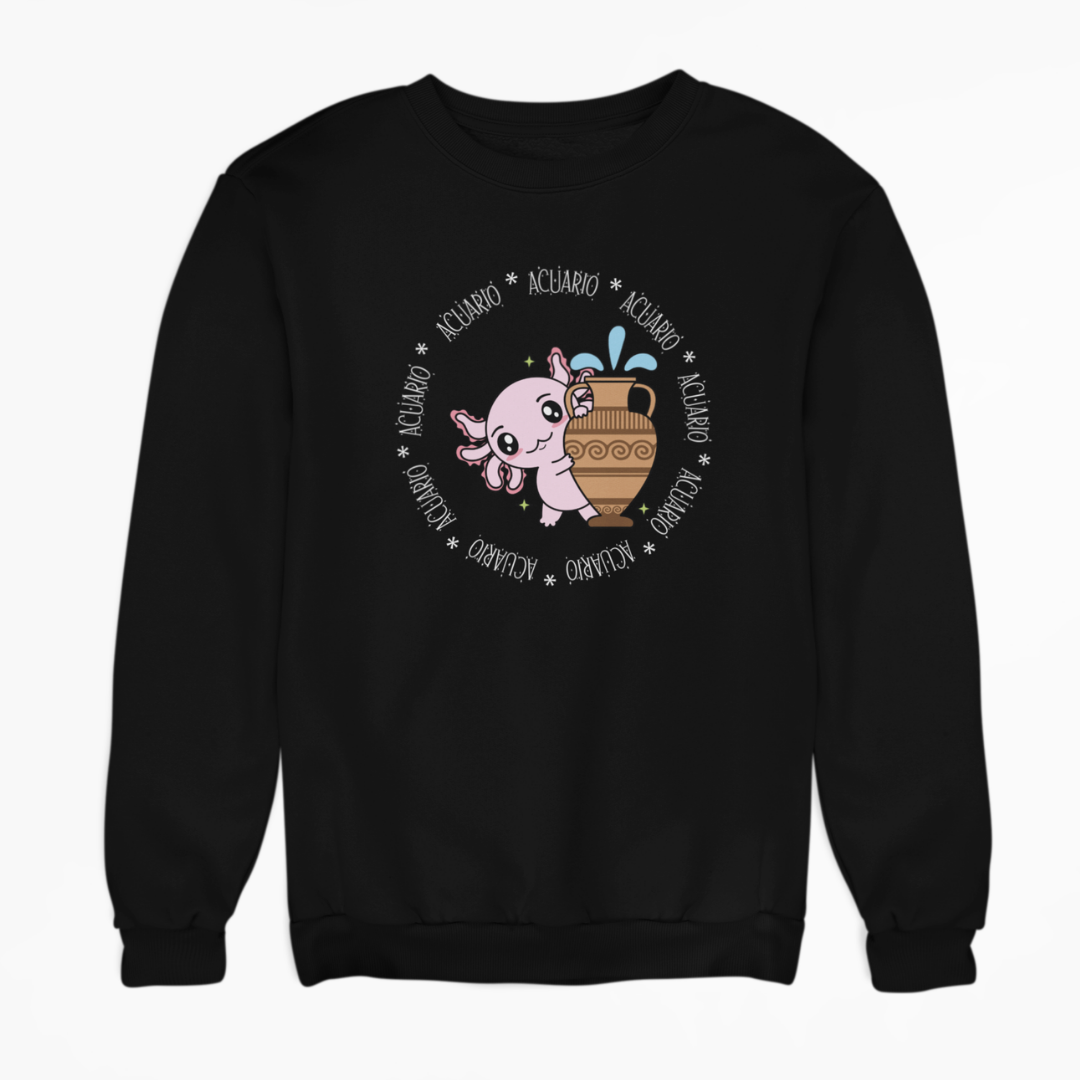 Sudadera Axolotzin Horóscopos Aro Acuario Ajolote Unisex