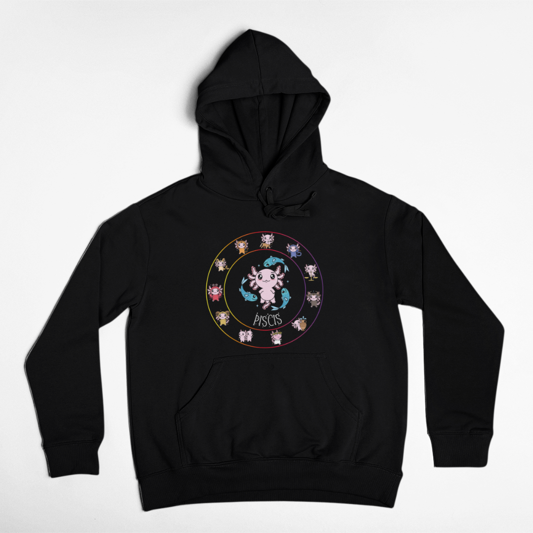 Hoodie Horóscopos Piscis Axolotzin Ajolote Unisex
