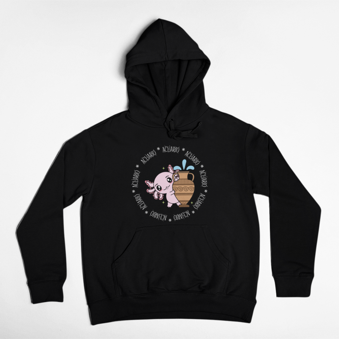 Hoodie Axolotzin Horóscopos Aro Acuario Ajolote Unisex
