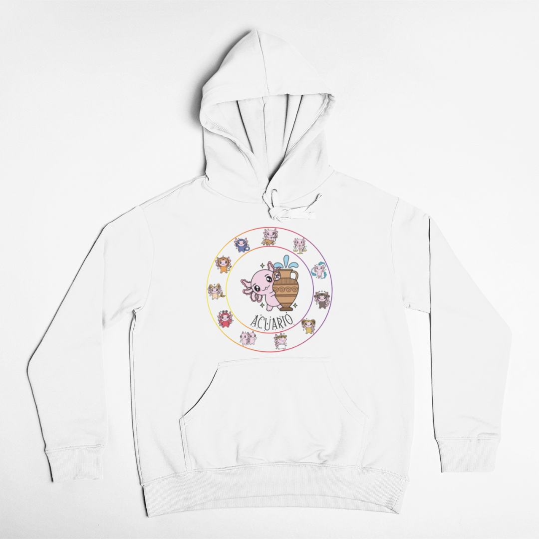 Hoodie Horóscopos Acuario Axolotzin Ajolote Unisex