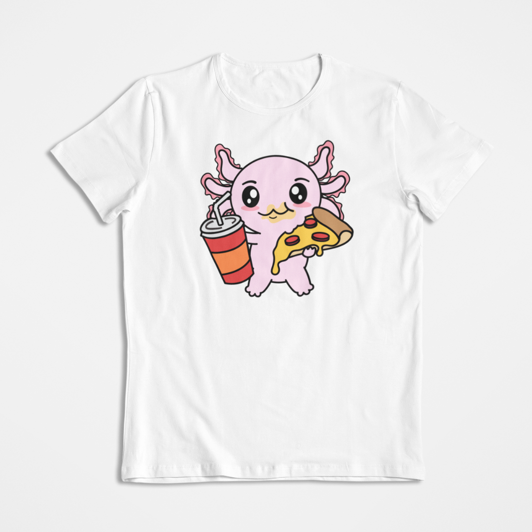 Playera Axolotzin Comiendo Pizza Ajolote