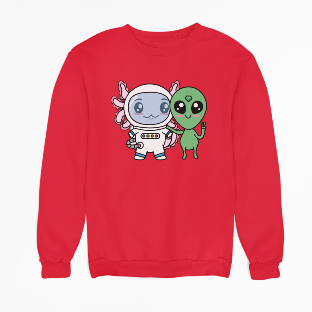 Sudadera Axolotzin Y Marcianito Ajolote Unisex