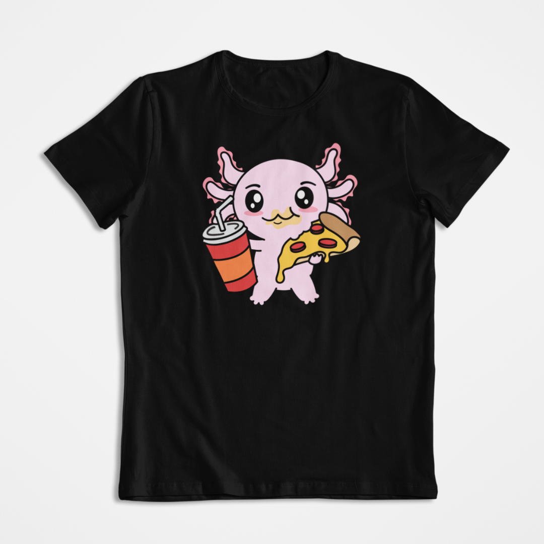 Playera Axolotzin Comiendo Pizza Ajolote