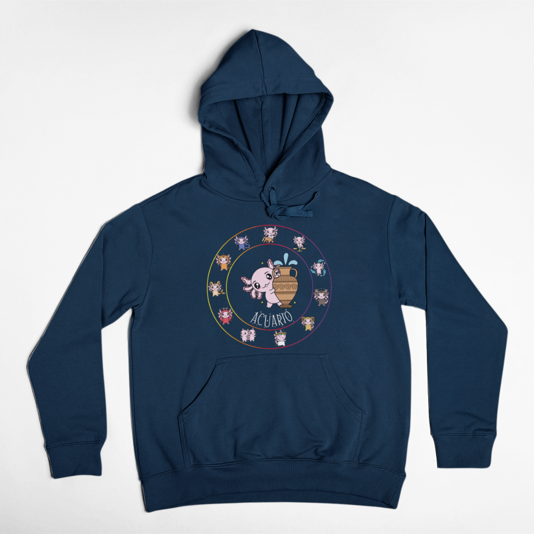 Hoodie Horóscopos Acuario Axolotzin Ajolote Unisex