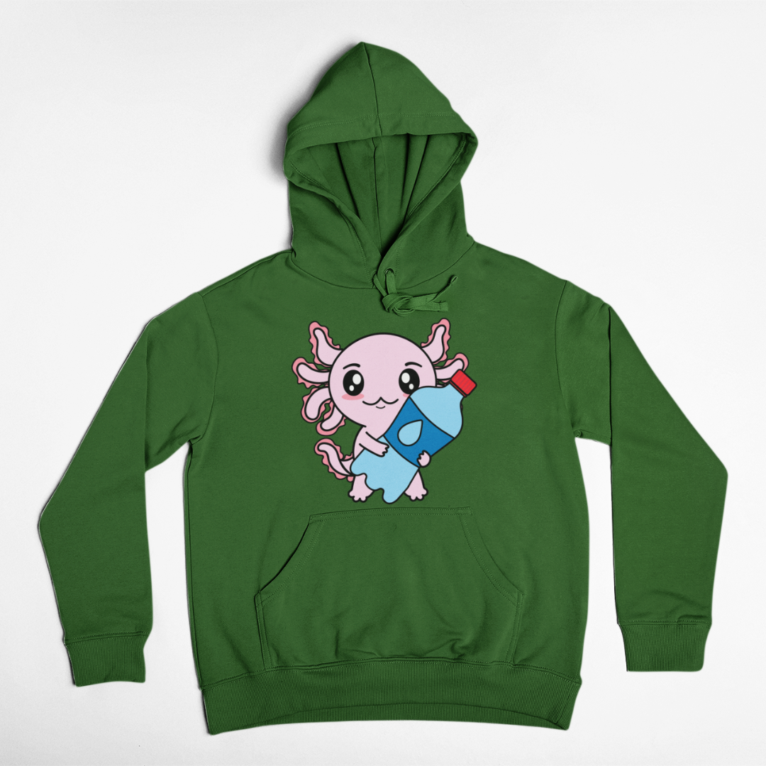 Hoodie Axolotzin Botella Agua Ajolote Unisex