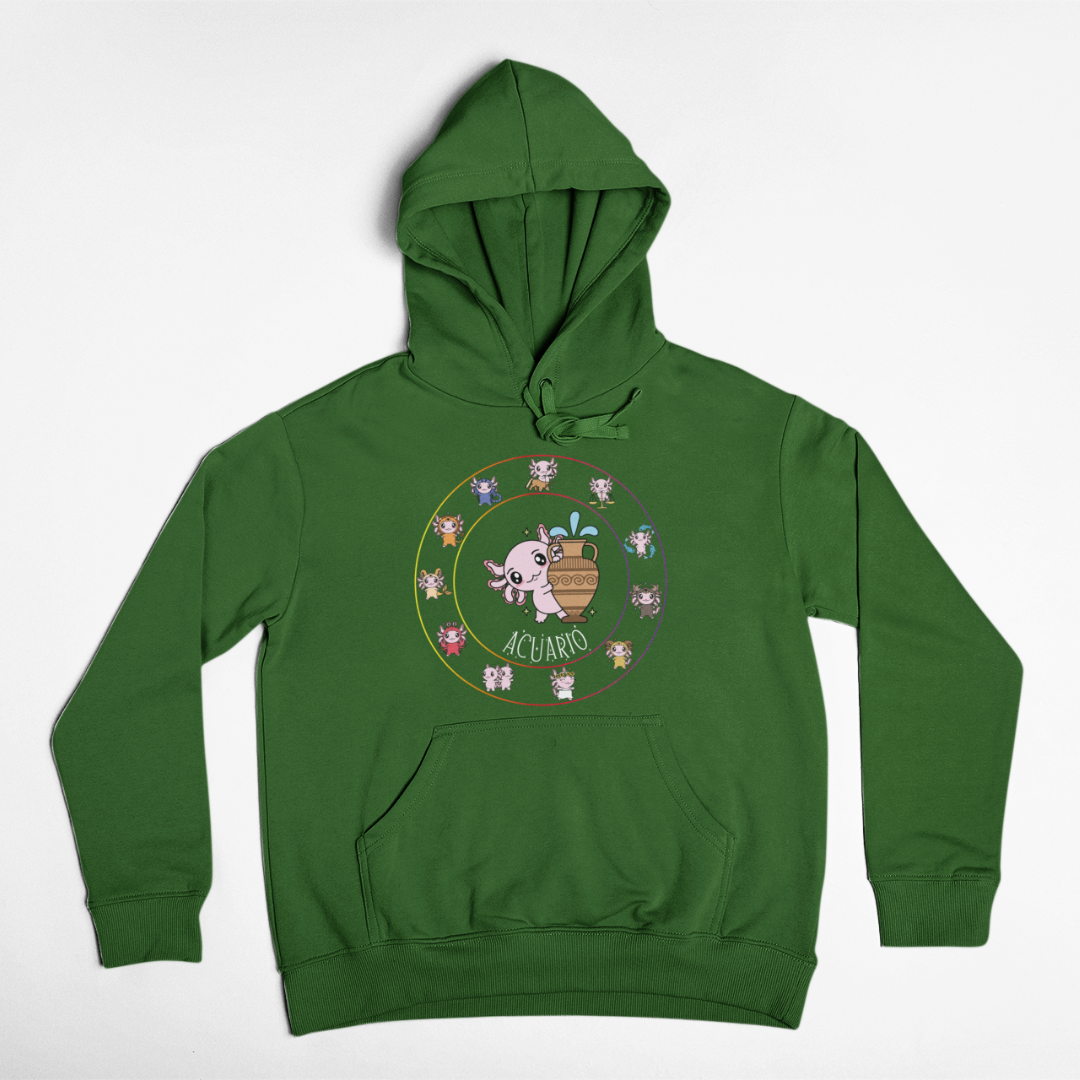 Hoodie Horóscopos Acuario Axolotzin Ajolote Unisex