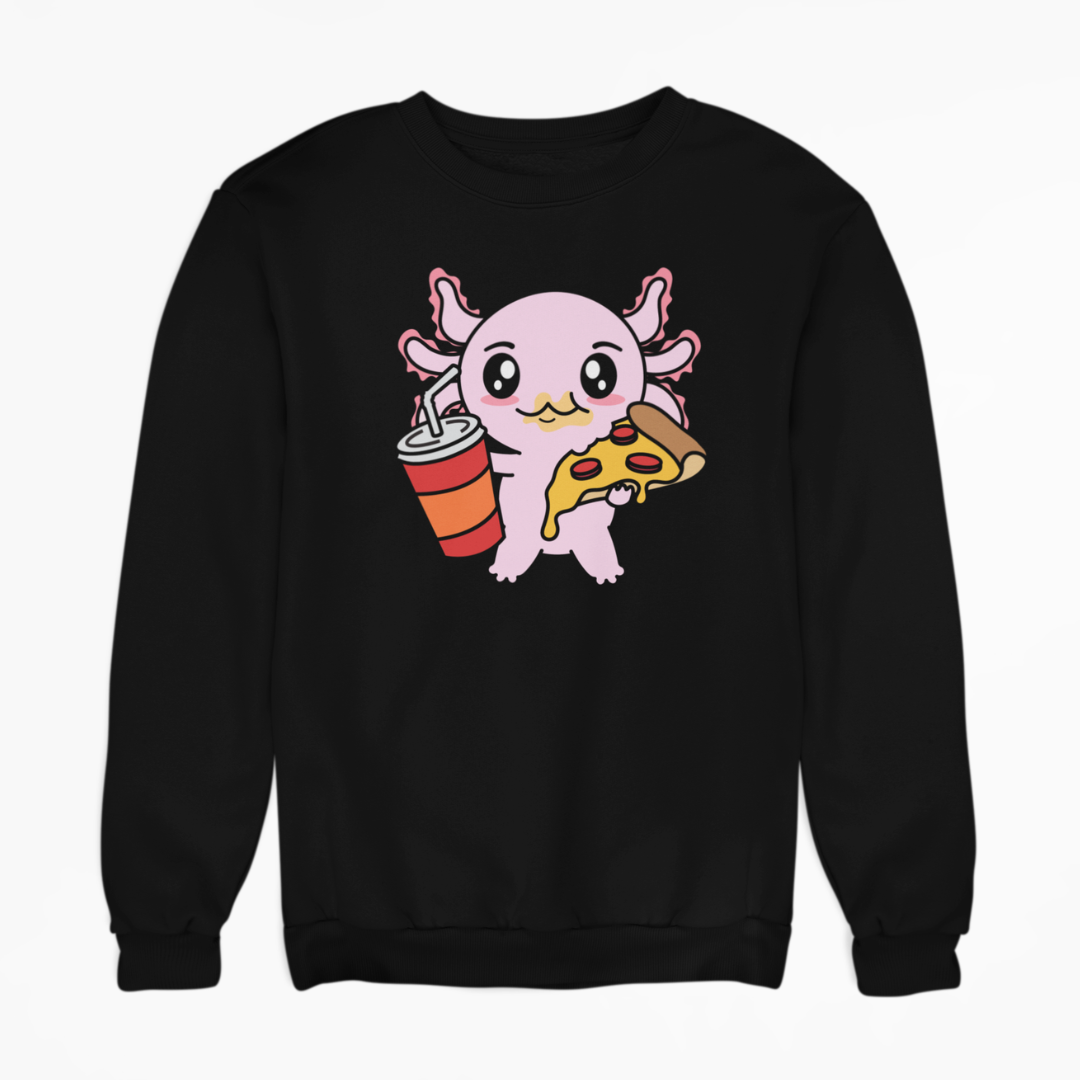 Sudadera Axolotzin Comiendo Pizza Ajolote Unisex