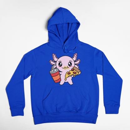 Hoodie Axolotzin Comiendo Pizza Ajolote Unisex