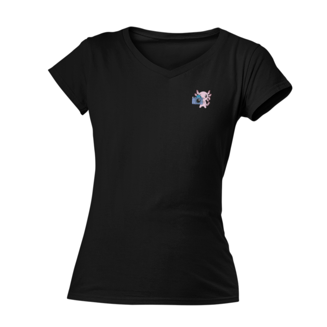 Playera Cuello V Axolotzin Fotografo Ajolote Adulto