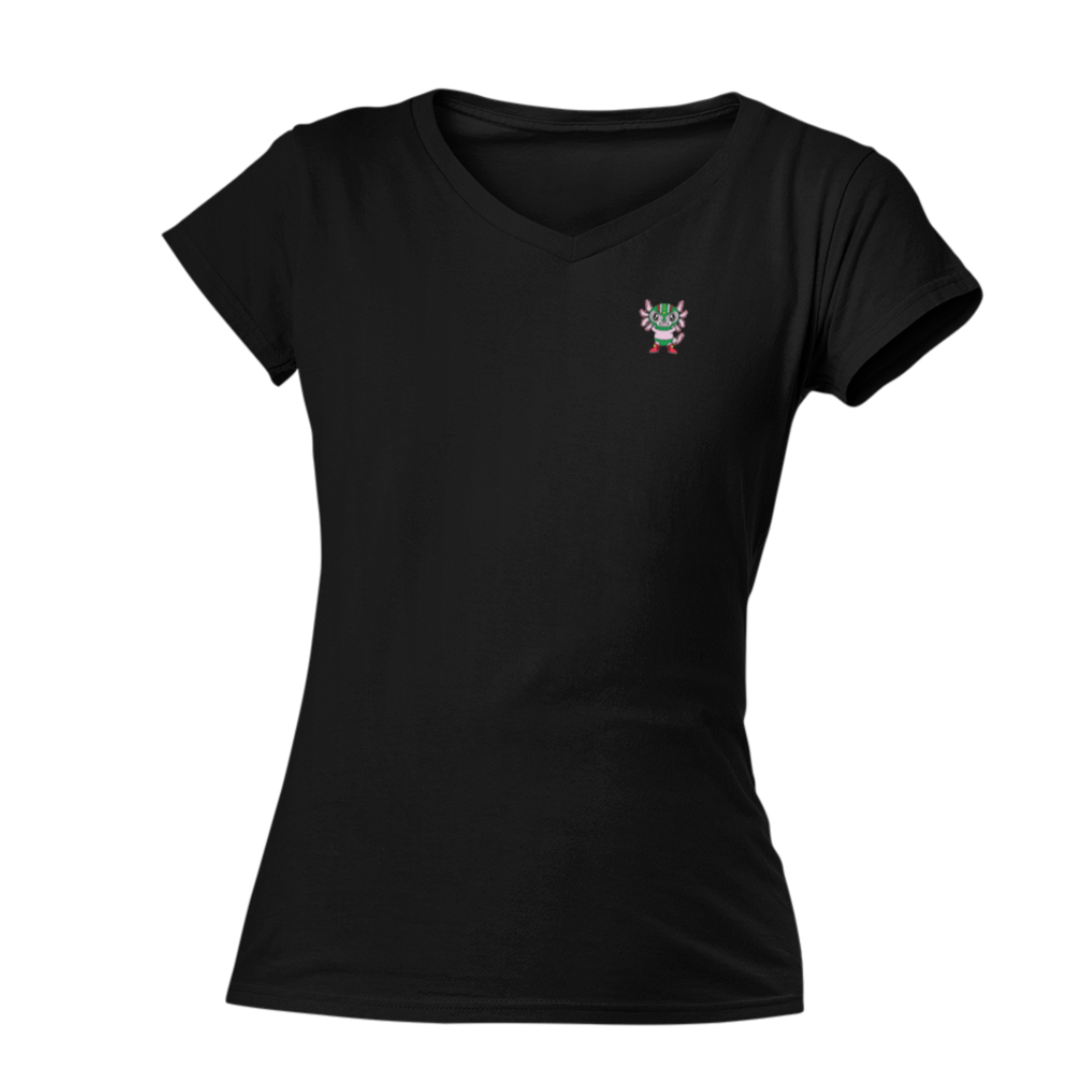Playera Cuello V Axolotzin Luchador Ajolote