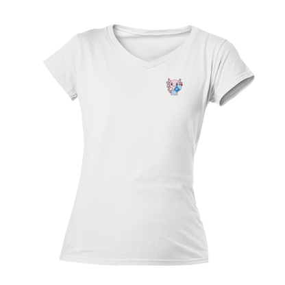 Playera Cuello V Axolotzin Botella Agua Ajolote