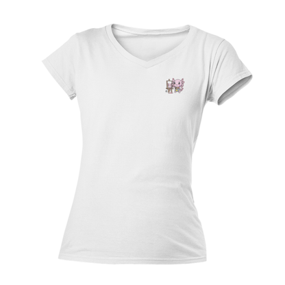 Playera Cuello V Axolotzin Autorretrato Ajolote