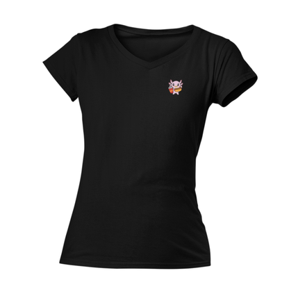 Playera Cuello V Axolotzin Comiendo Jocho Ajolote
