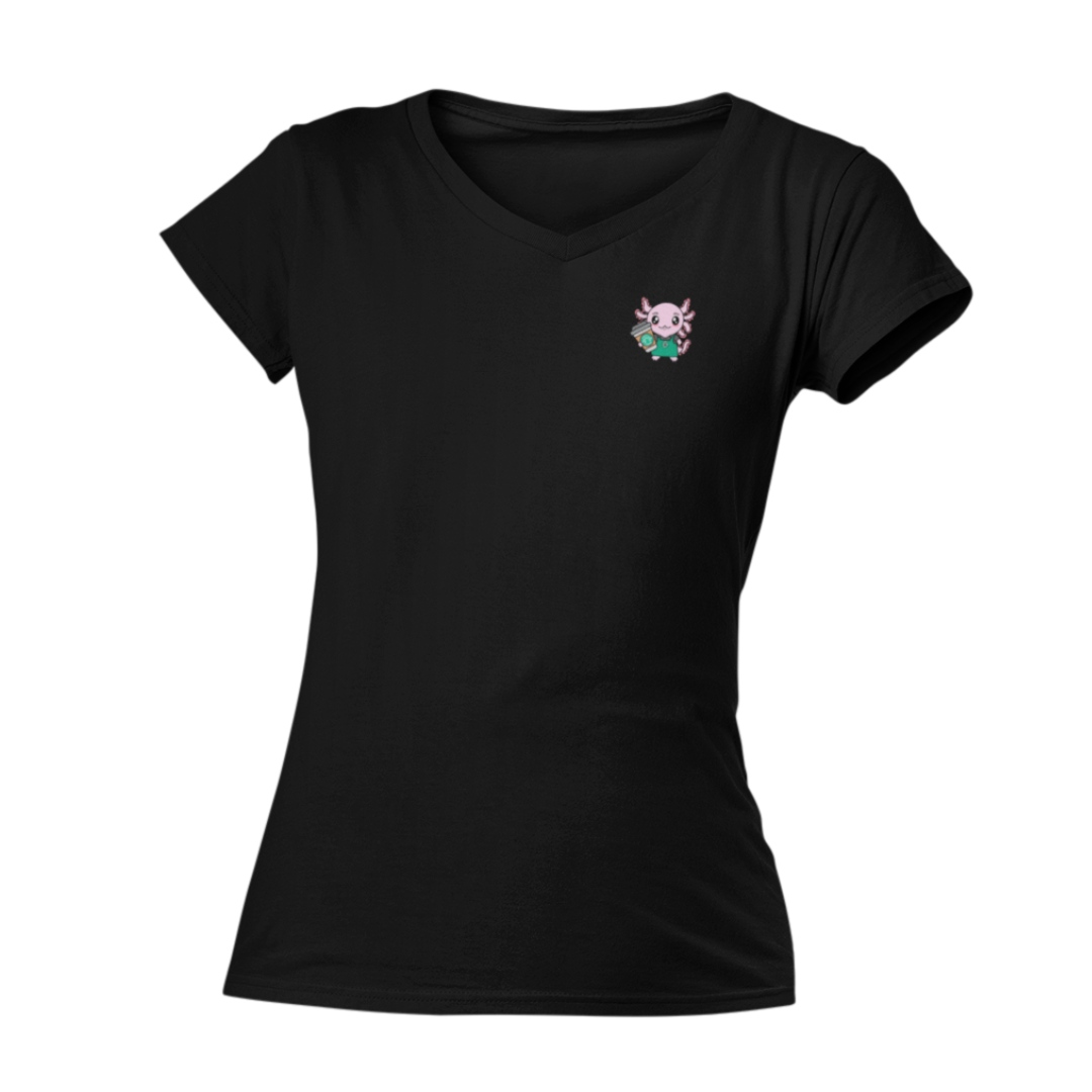 Playera Cuello V Axolotzin Barista Ajolote