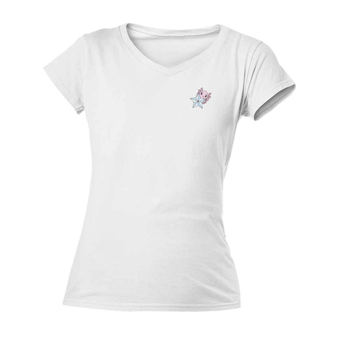 Playera Cuello V Axoloteria La Estrella Ajolote Adulto