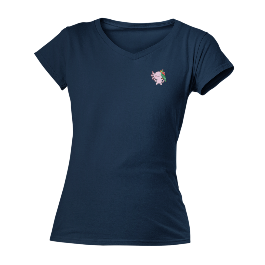 Playera Cuello V Axoloteria El Cotorro Ajolote Adulto