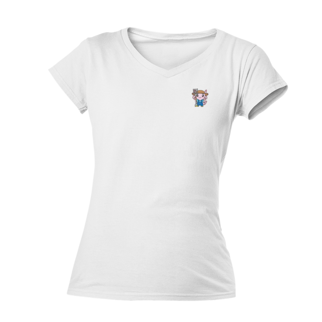 Playera Cuello V Axolotzin Granjero Ajolote