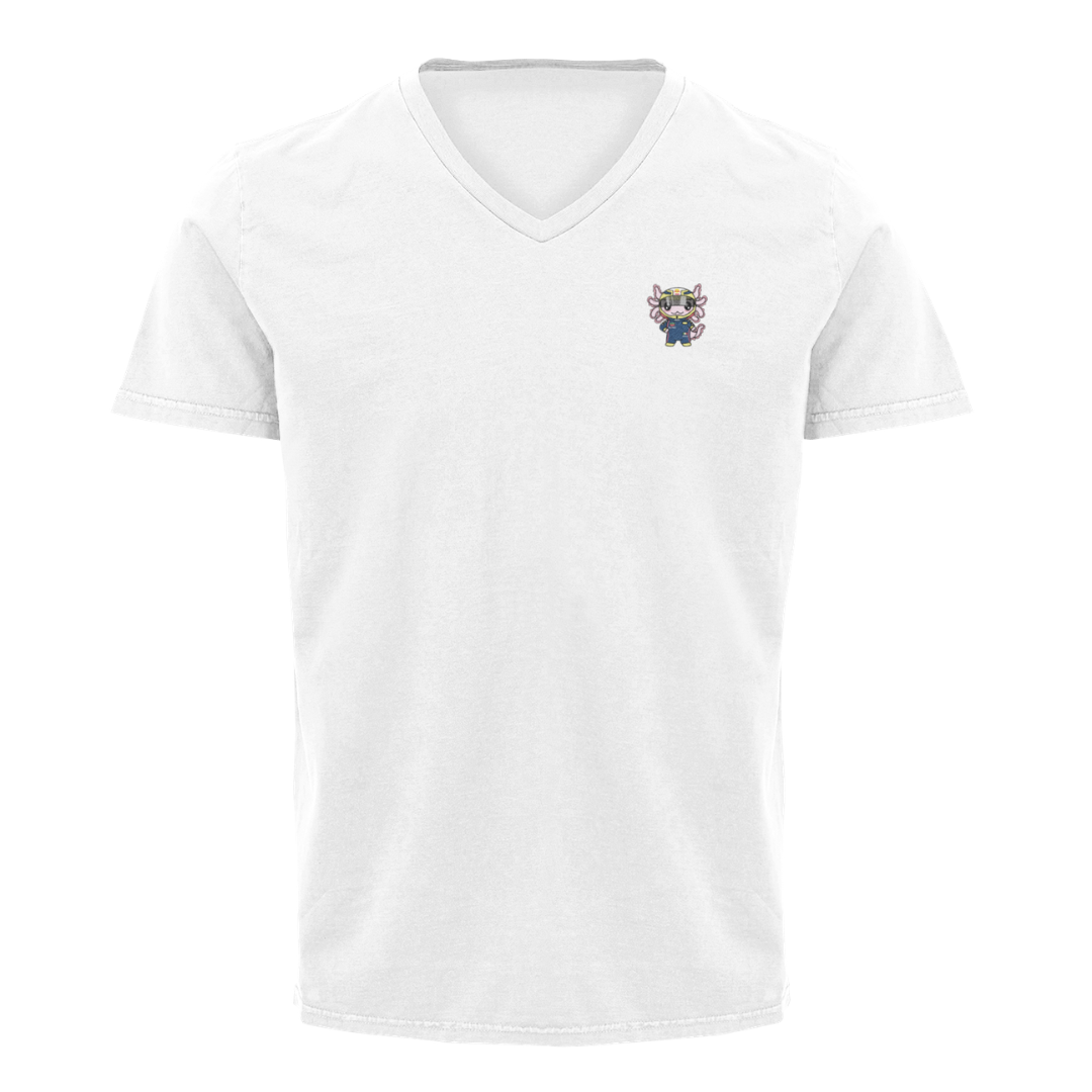 Playera Cuello V Axolotzin Piloto De Carreras Ajolote Adulto